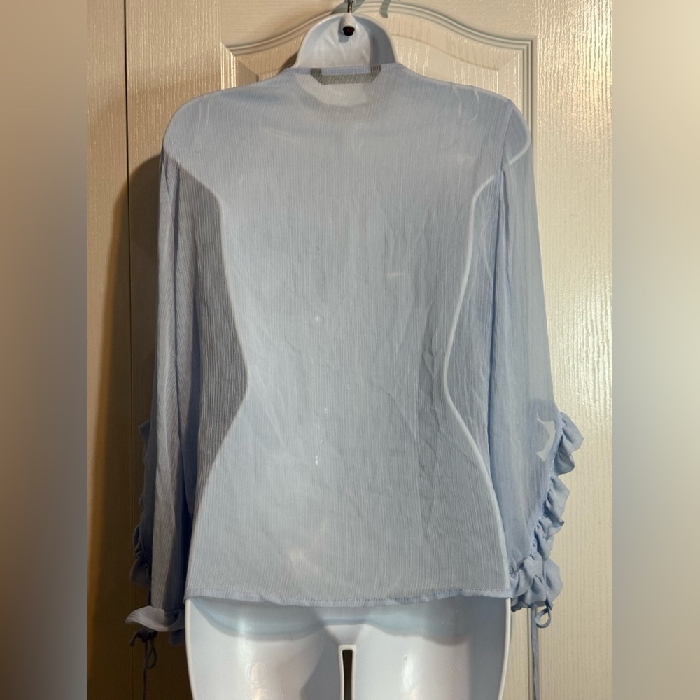 Zara Basic Light Blue Wrap Blouse (M) - image 7
